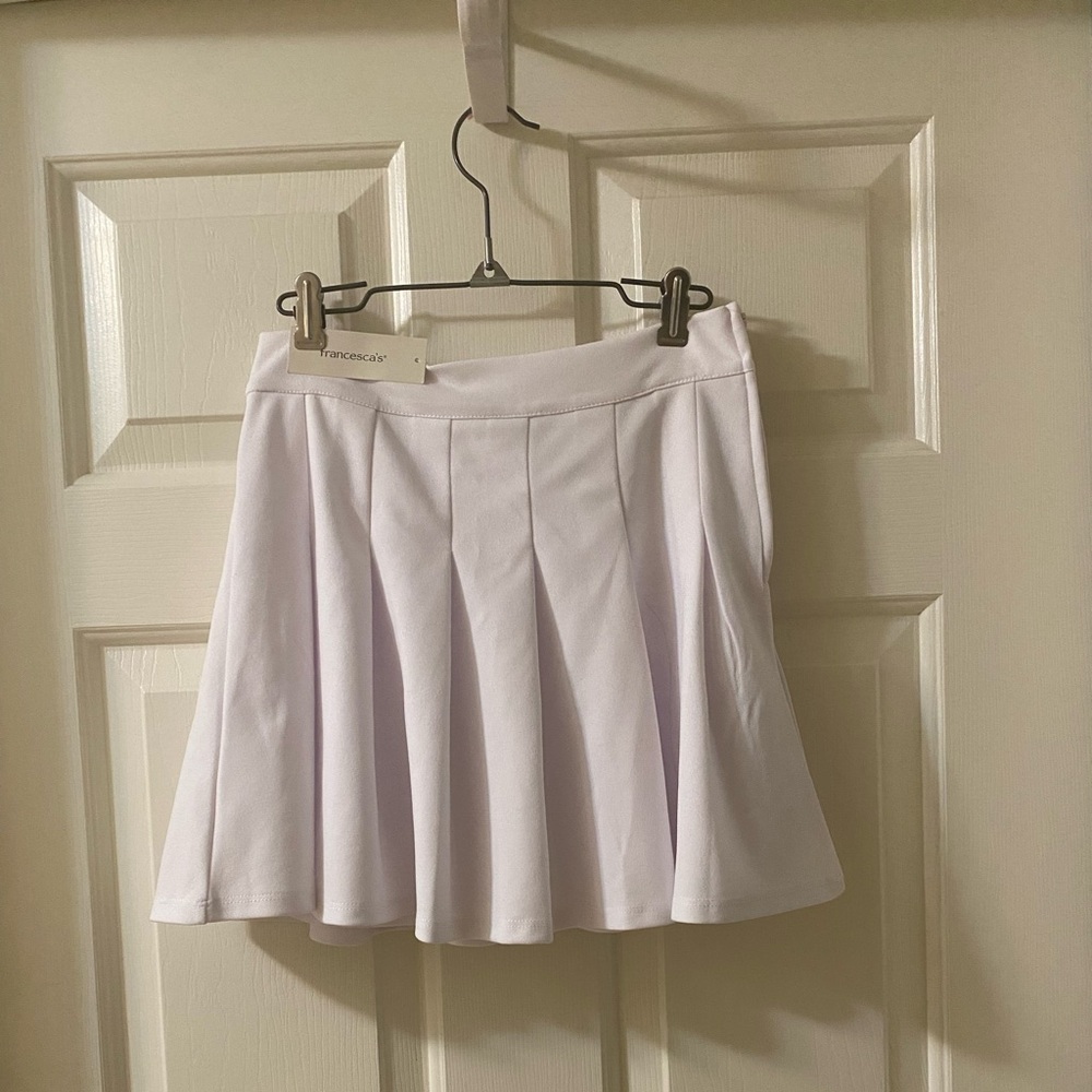 Francesca’s Blue Rain Pleated White Skirt (S)